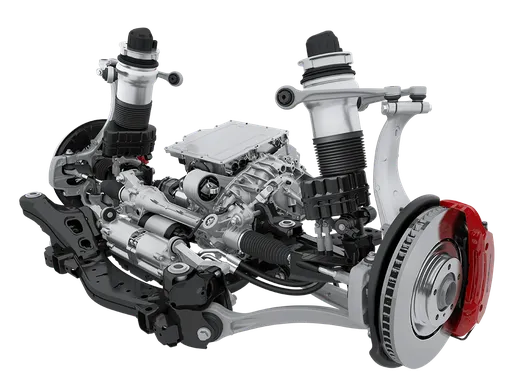 Technical graphic of the air suspension with Porsche Active Suspension Management